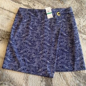 Michael Michael Kors true navy paisley faux  wrap skirt size large NWT